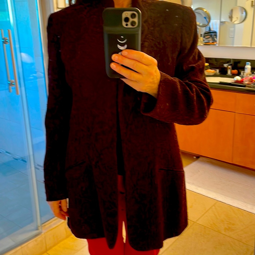 Tahari chenille jacket with a longer ‘riding jacket cut’ size 8
